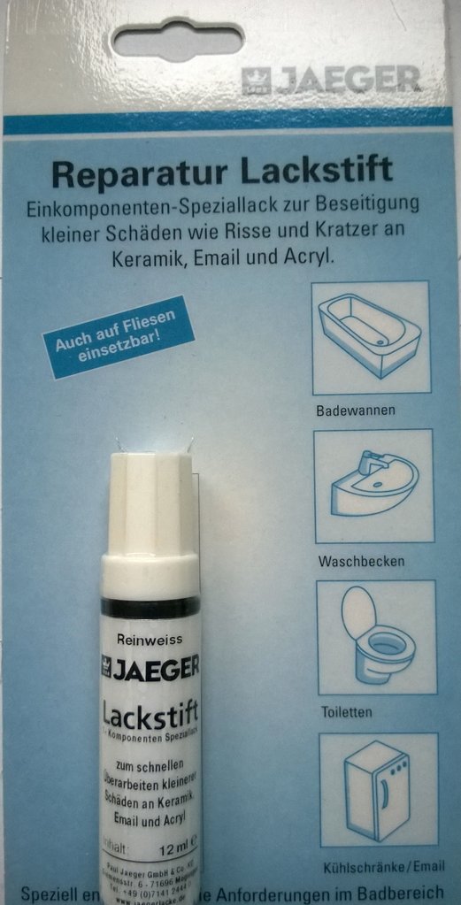 Jaeger Reparatur Lackstift 894 für Keramik Emaile Acryl und Fliesen