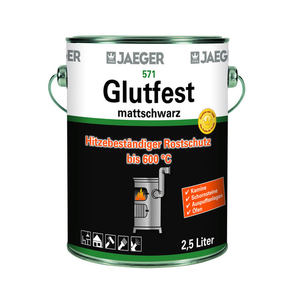 Jaeger Glutfest 571, Hitzelack bis 600 °C für Metallflächen, schwarz