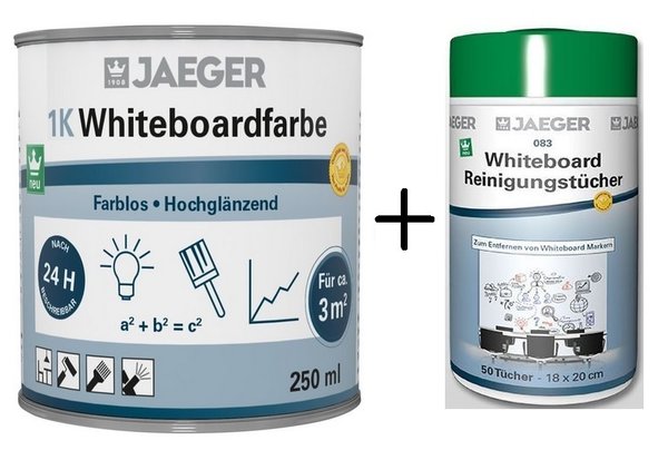 SET Whiteboardfarbe 396 (250ml) plus Reinigungstücher (50 Stück)